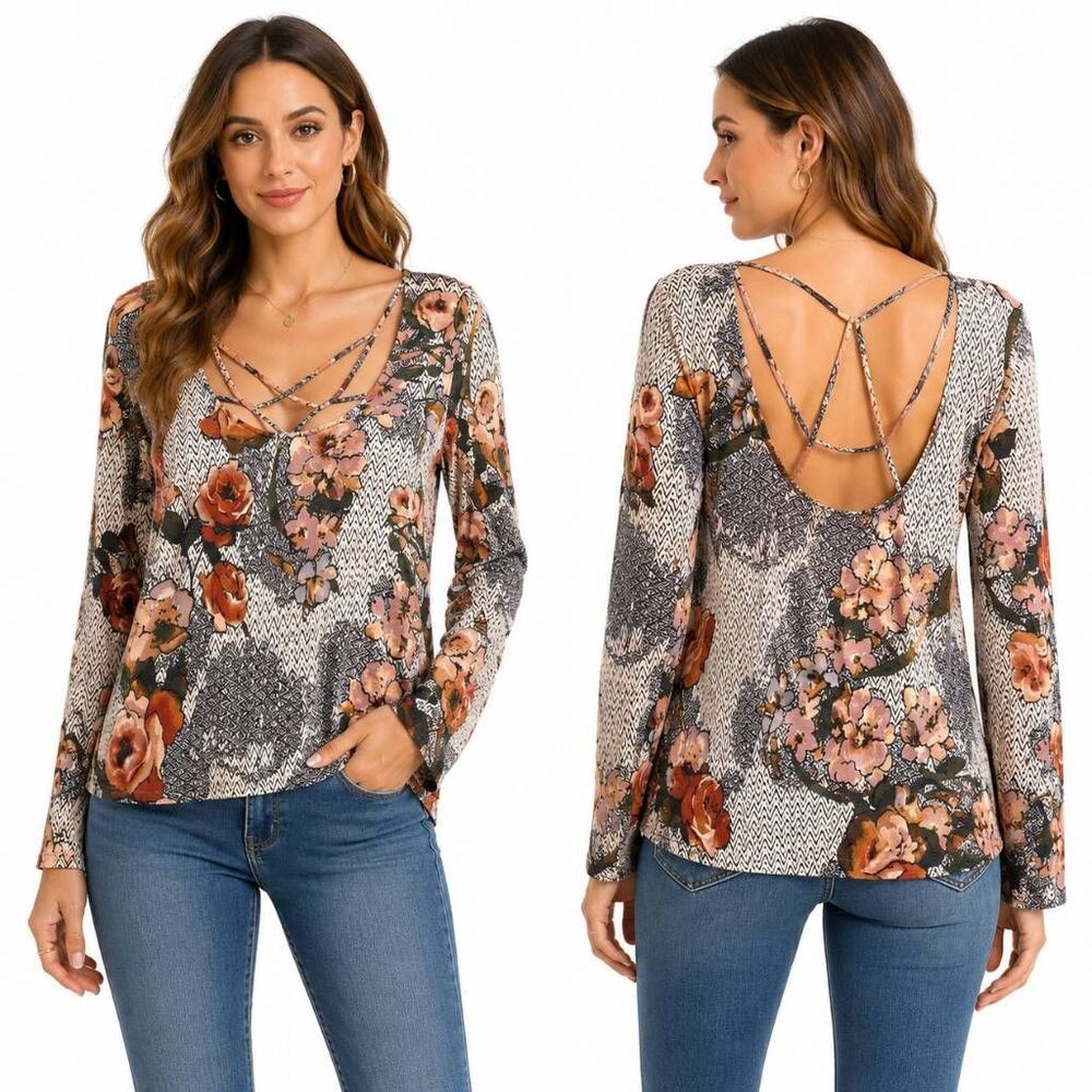 Daytrip M Floral Criss Cross Top